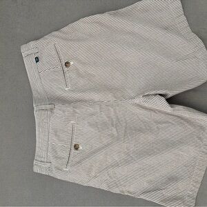 CHAPS SEERSUCKER STRIPED SHORTS LIGHT BROWN&White Men's Striped shorts